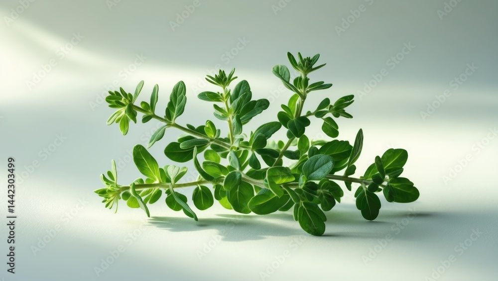 Oregano twig in fresh condition on a plain background Oregano twig in fresh condition on a plain background