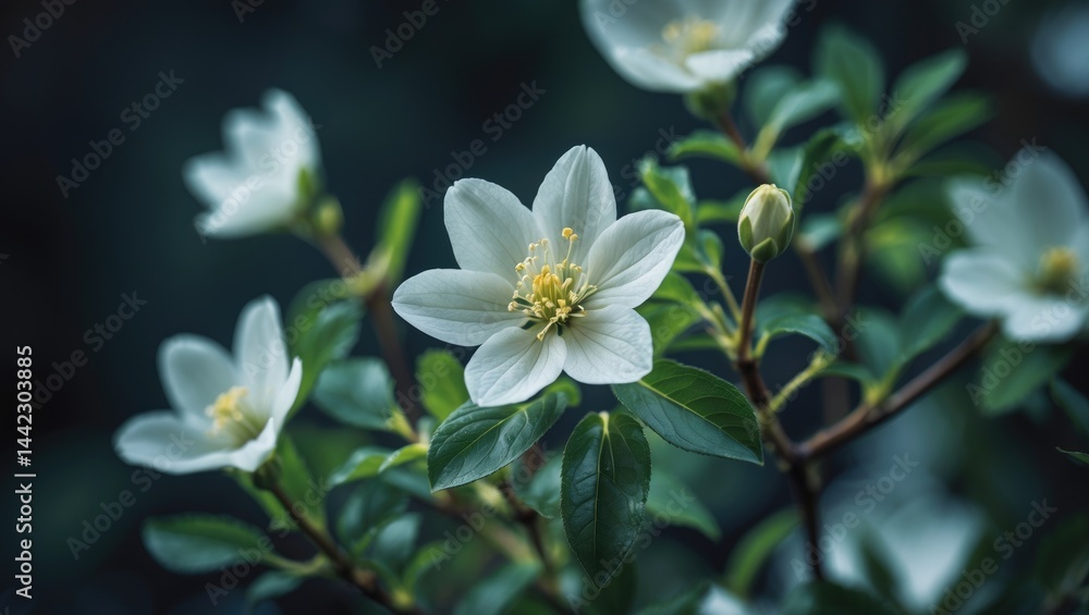 Beautiful floral background featuring a white blooming bush in summer Beautiful floral background featuring a white blooming bush in summer