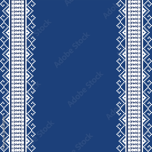Elegant Blue and White Tribal Border Design 
