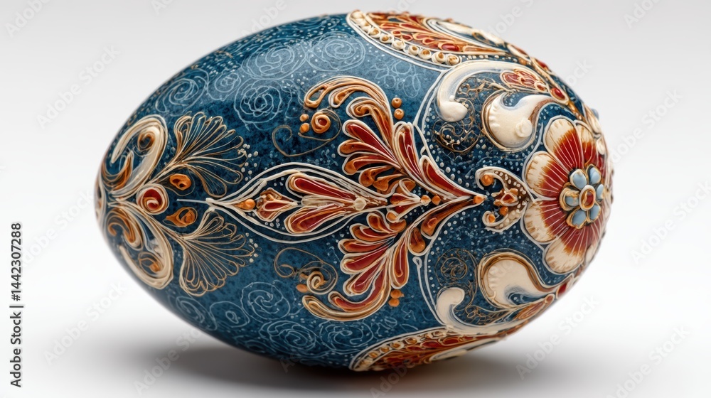 a hand-painted Easter egg with intricate designs on a white isolated background, festive and colorful look a hand-painted Easter egg with intricate designs on a white isolated background, festive and colorful look