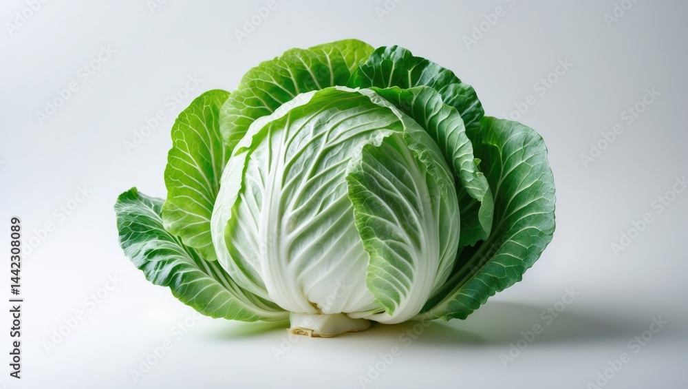 Fototapeta premium Fresh Chinese cabbage against a white background, close-up view