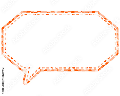 ステンドグラス風吹き出し　三角形模様　細長い八角形