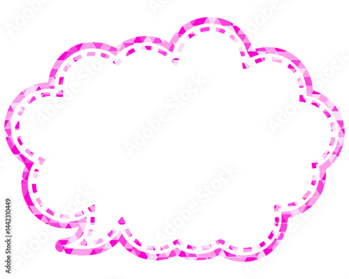 ステンドグラス風吹き出し　三角形模様　丸みのある雲形