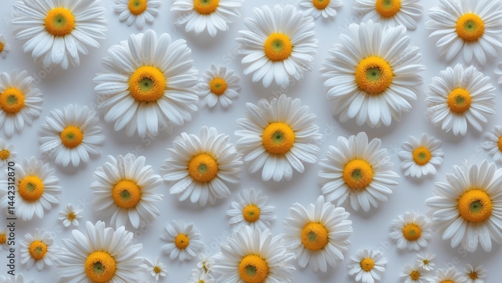 Package design featuring a small group of camomile flowers on a plain background Package design featuring a small group of camomile flowers on a plain background