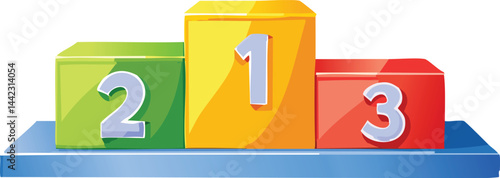 Ranking Podium with Numbers 1, 2, 3 – Vector Illustration of Achievement and Competition Concept