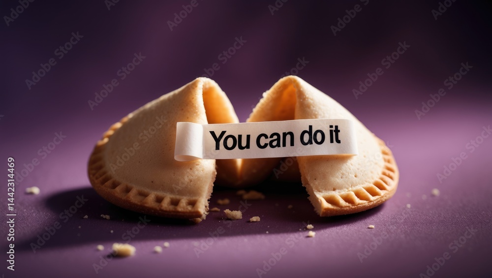 Inspiring message in a fortune cookie set on a background