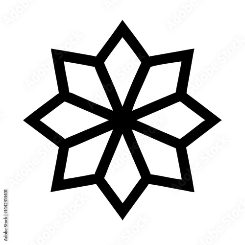 Geometric Flower Icon on Transparent Background  