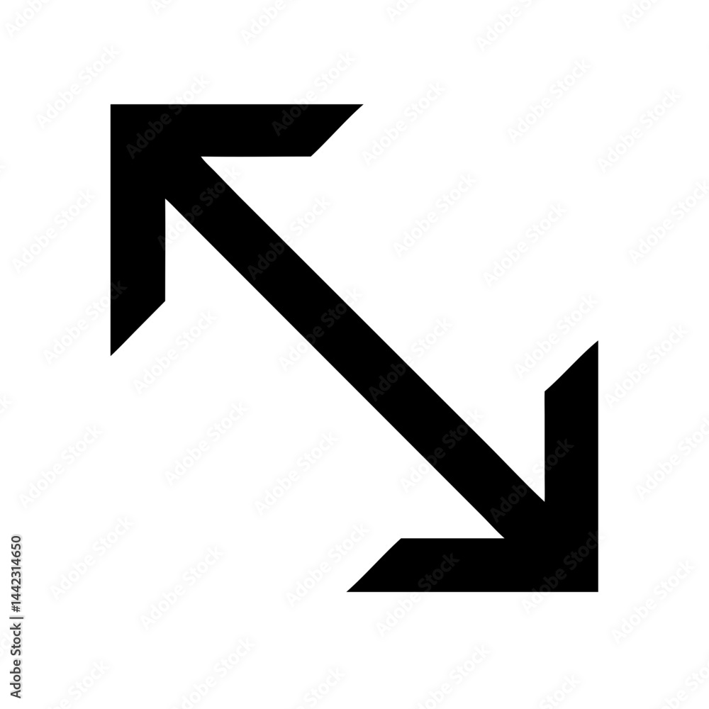 Arrow shape icon with diagonal direction on transparent background Arrow shape icon with diagonal direction on transparent background
