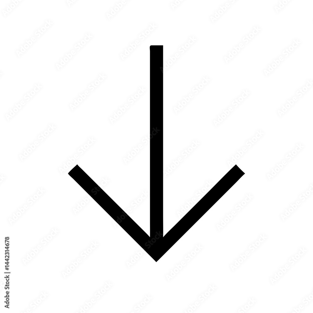 Downward Pointing Arrow Icon on Transparent Background Downward Pointing Arrow Icon on Transparent Background