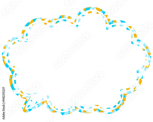 ステンドグラス風吹き出し　三角形模様　丸みのある雲形