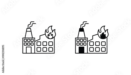 Factory fire icon design with white background stock illustration