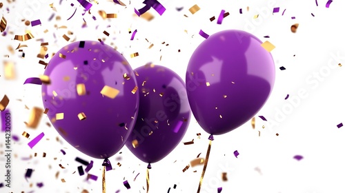 Purple balloons with golden confetti