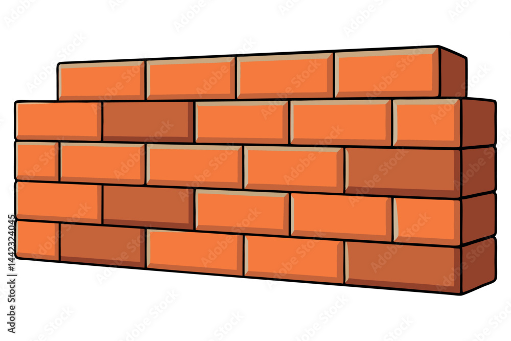 Fototapeta premium neatly stacked brick wall on a Transparent Background, representing construction work, building, and craftsmanship, perfect for Labor Day or Labour Day