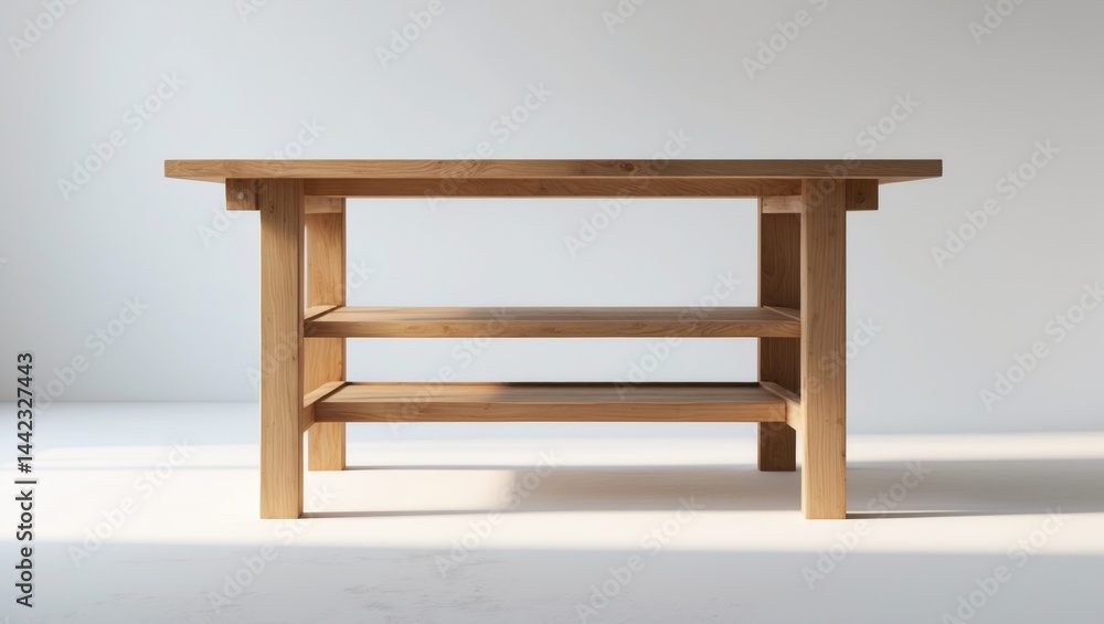 Workbench made of wood, complemented by a shelf. Workbench made of wood, complemented by a shelf.