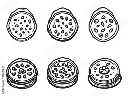 Delicious Blini Pancakes in Simple Line Art Design 