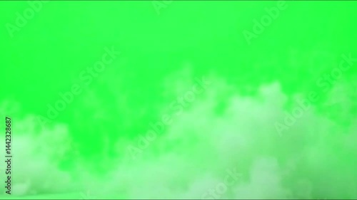 Thick fog or smoke drifts smoothly across a green screen background, ideal for seamless video compositing and atmospheric visual effects.