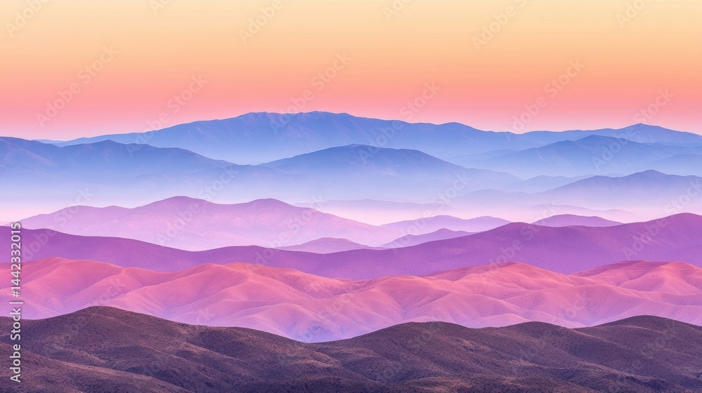 A breathtaking mountain range at sunrise, with a warm, pastel sky and a rugged, rocky foreground. A breathtaking mountain range at sunrise, with a warm, pastel sky and a rugged, rocky foreground.