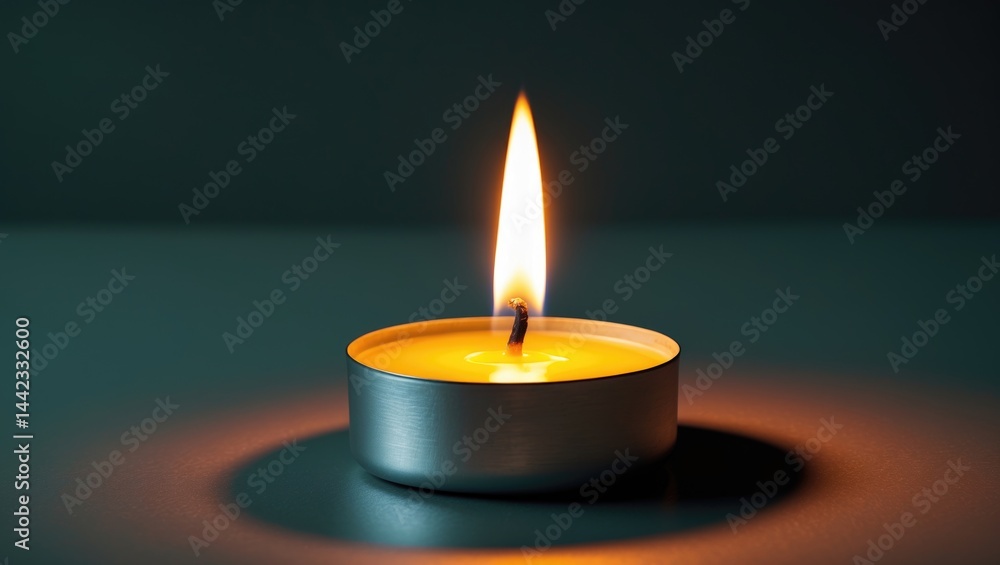 Yellow glow of a candle flame in a home setting Yellow glow of a candle flame in a home setting