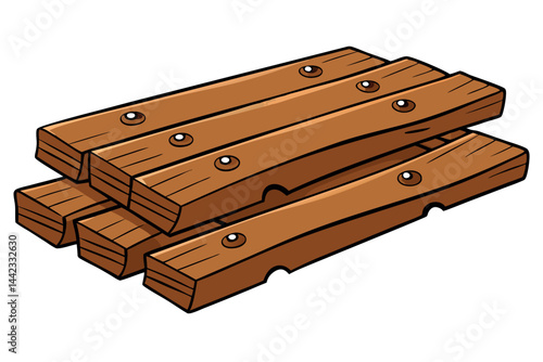 stacked wooden planks with screws, perfect for construction or carpentry themes, ideal for Labour Day or Labor Day related designs