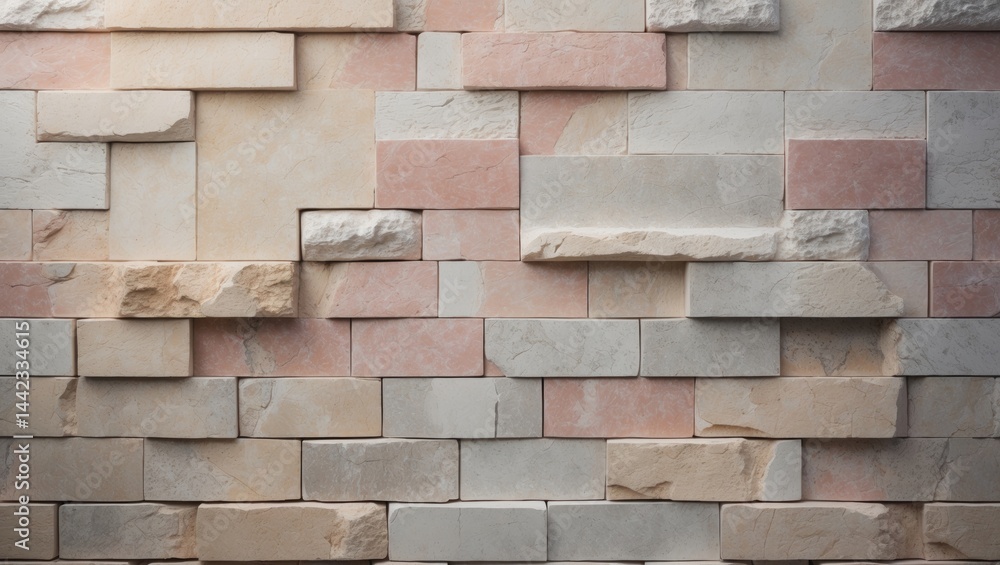 Obraz premium Textured marble brickblock wall close-up for modern design backdrop