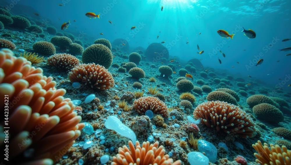 Fragile Underwater Ecosystem Affected by Plastic Debris