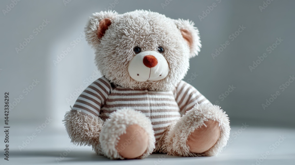 Obraz premium a soft and plush teddy bear on a white isolated background, cute and comforting design