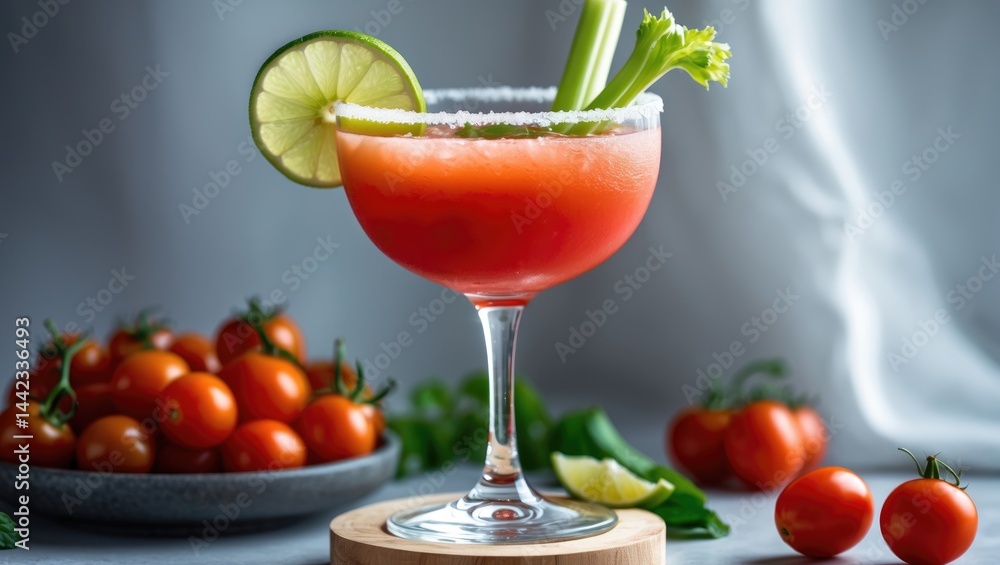 Fototapeta premium Tasty cocktail prepared using fresh tomato juice