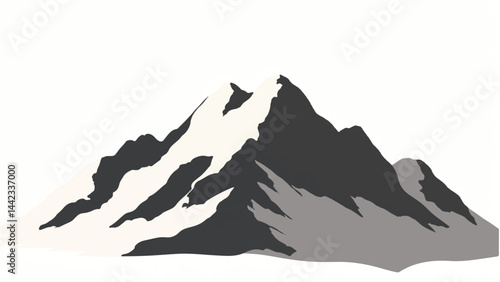 Black and white mountain range. Mountain landscape. Vector illustration.