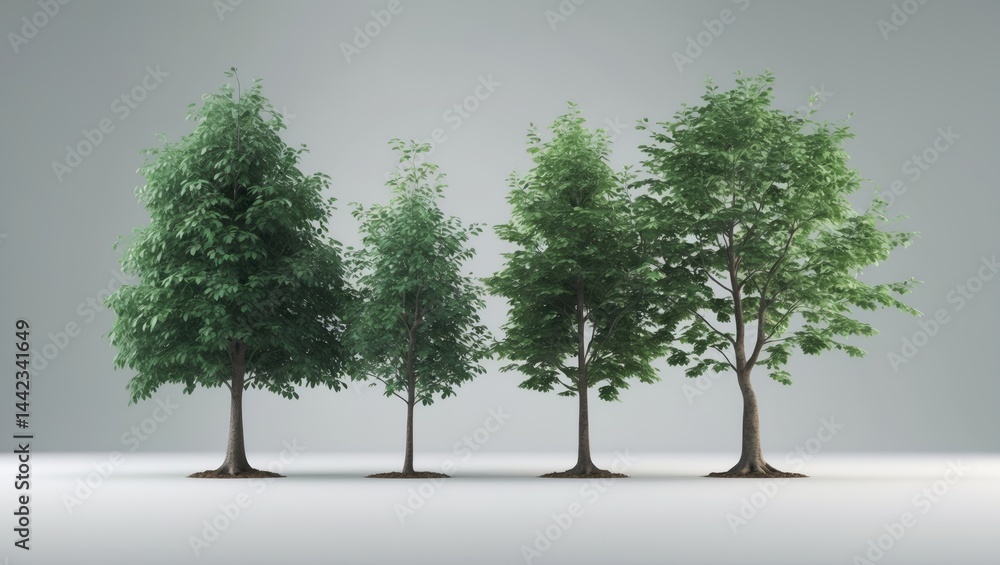 Obraz premium Isolated trees displayed against a white background