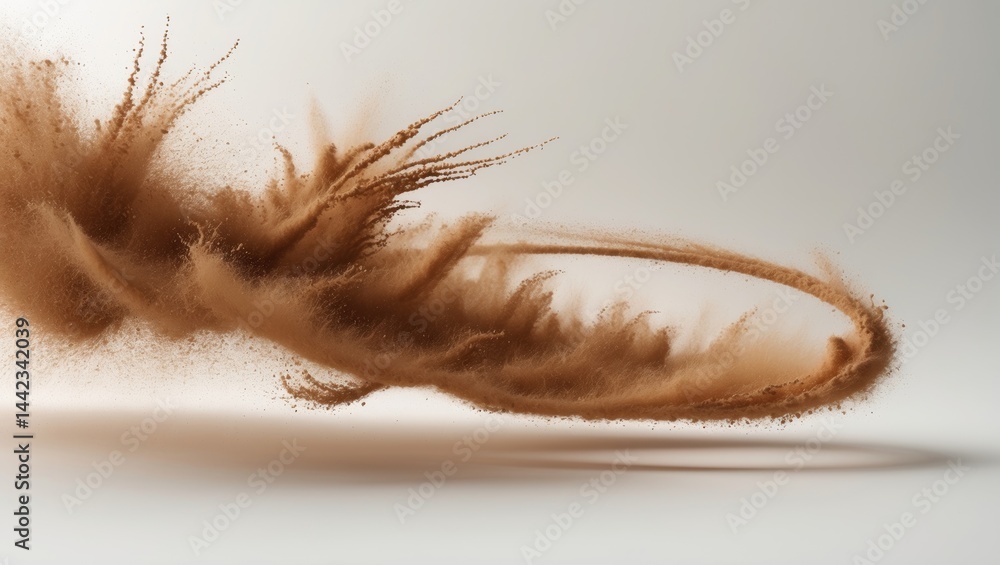 Fototapeta premium Fine Sand Twirling in a Circle, Isolated on White Background