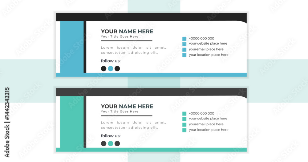 Obraz premium Modern and minimalist email signature ,email footer template,corporate email signature template design or business email signature with an author photo place modern and minimal layout.