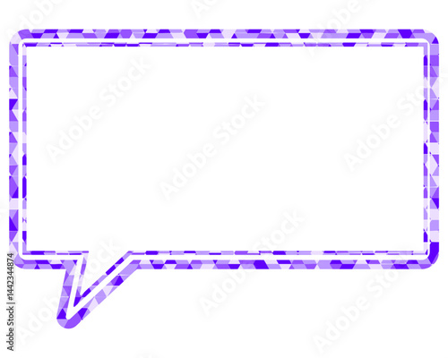 ステンドグラス風吹き出し　三角形模様　丸みのある雲形