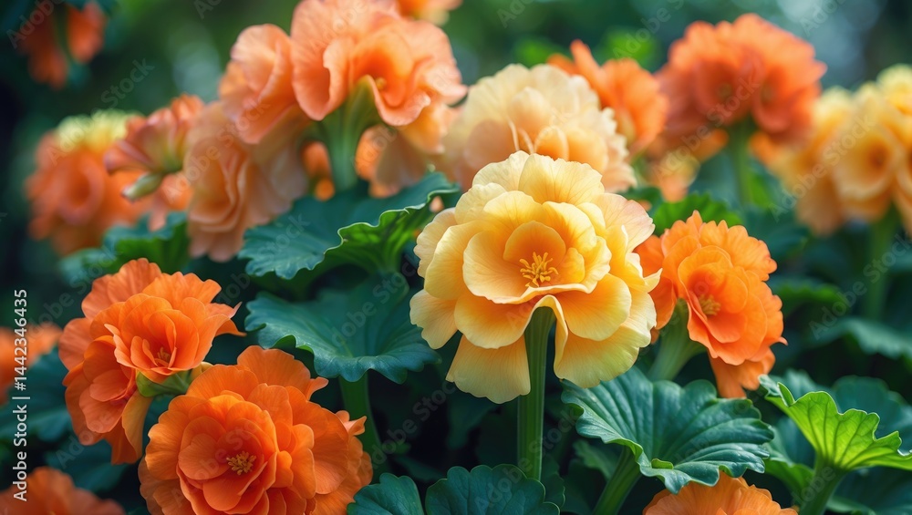 Intimate capture of a Begonia flower blossoming Intimate capture of a Begonia flower blossoming