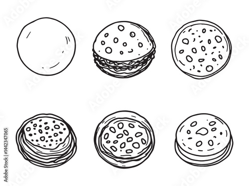 Dosa traditional Indian food line art vector illustration 