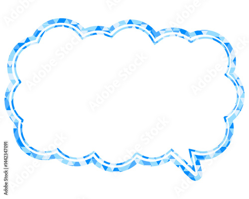 ステンドグラス風吹き出し　三角形模様　細長い雲形