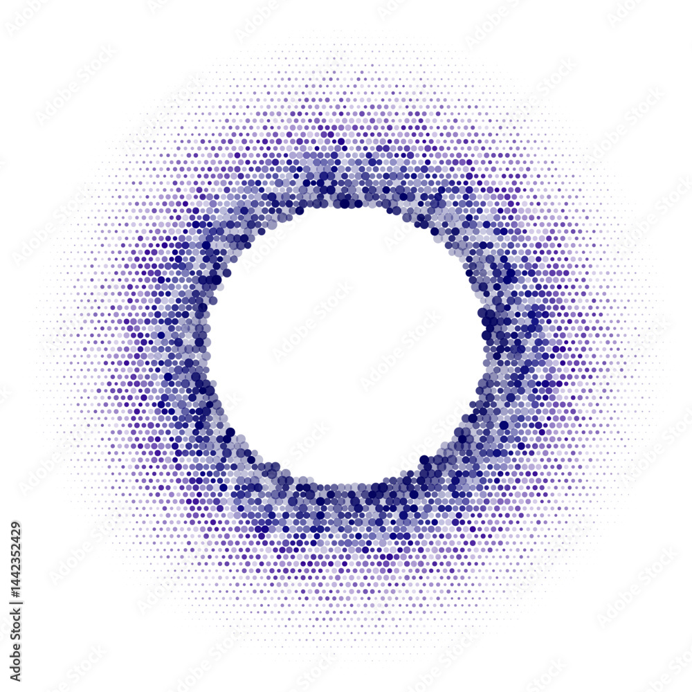 Abstract black halftone dotted background in circle form. Circle halftone dots. Vector illusion illustration