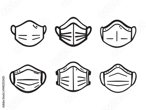 dust mask protection safety against air pollution line art vector 