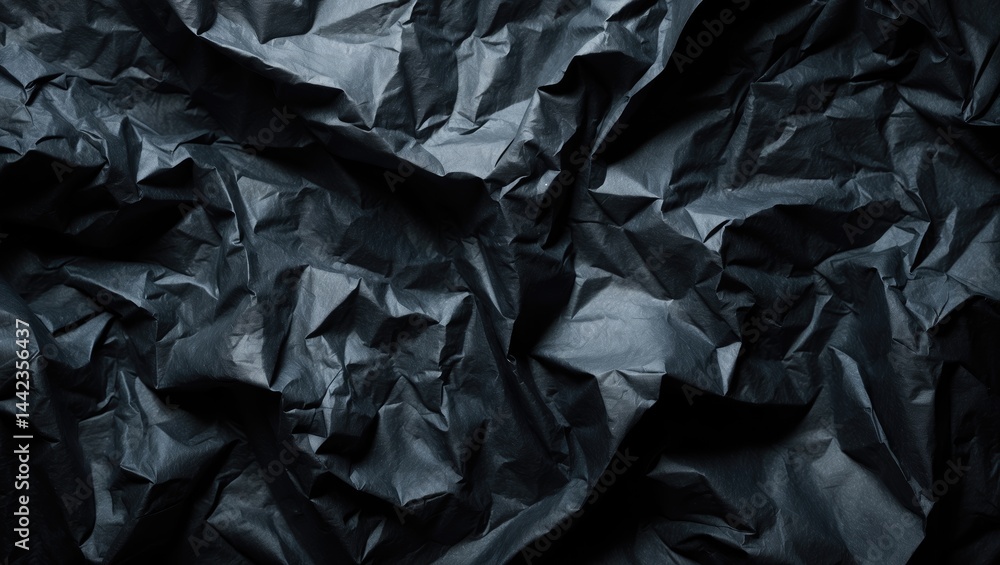 Minimalistic background featuring dark crumpled paper texture Minimalistic background featuring dark crumpled paper texture