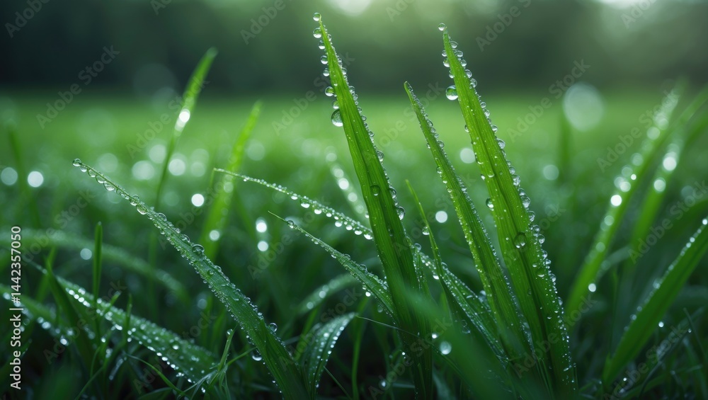 Natural and fresh appearance of a dewy grass background Natural and fresh appearance of a dewy grass background