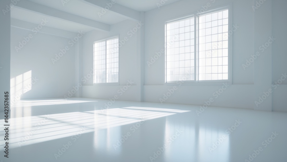 Fototapeta premium Light-filled room with a window on the wall