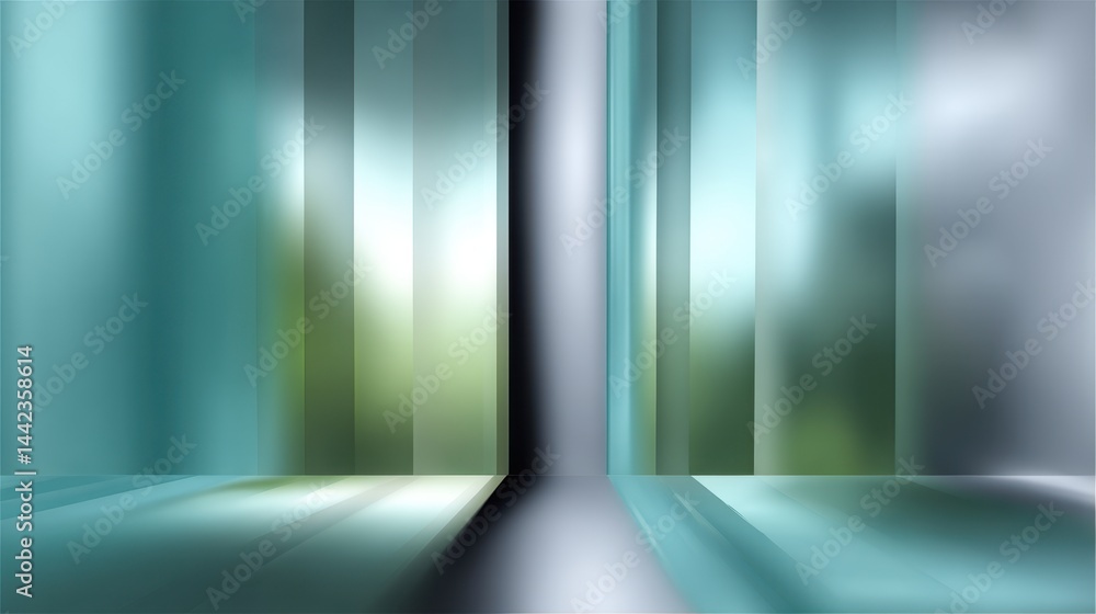 Modern abstract corridor with metallic and glass walls in a futuristic building interior Modern abstract corridor with metallic and glass walls in a futuristic building interior