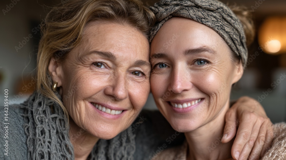 In a serene indoor environment, a mature woman shares a heartfelt hug with her caregiver, showcasing the warmth and affection in their relationship. Their smiles reflect genuine joy and gratitude In a serene indoor environment, a mature woman shares a heartfelt hug with her caregiver, showcasing the warmth and affection in their relationship. Their smiles reflect genuine joy and gratitude