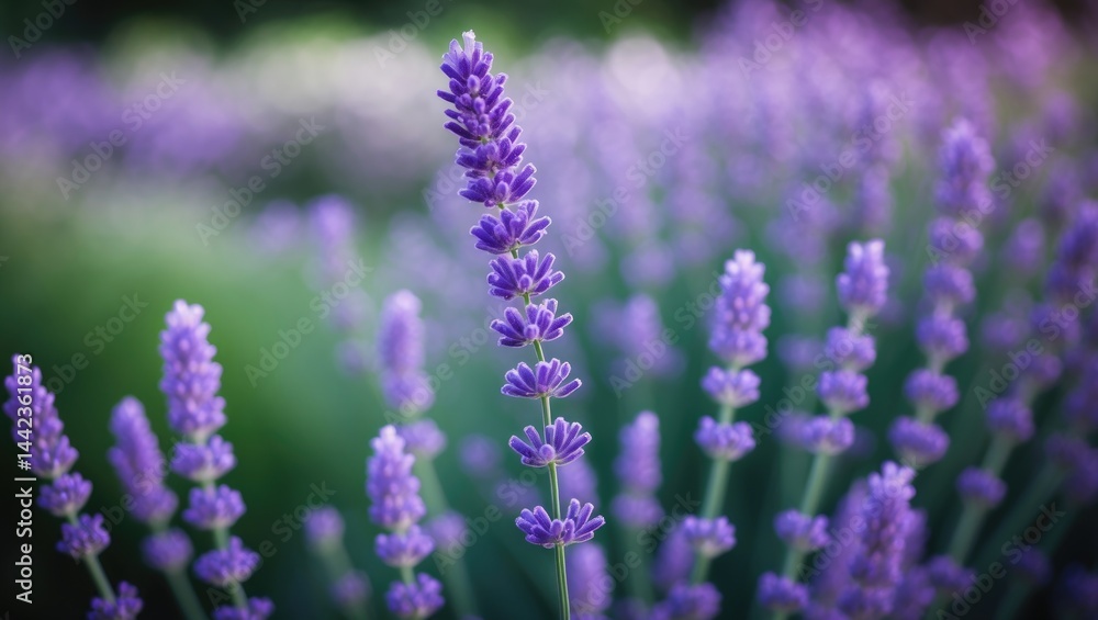 Fototapeta premium Lavender set in a bokeh background.