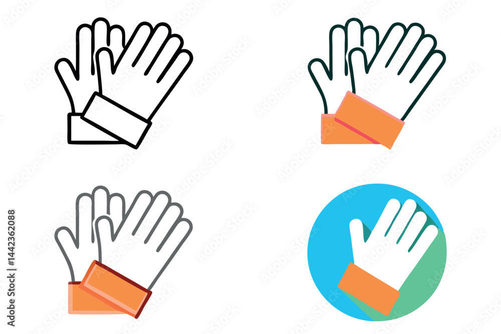 Obraz premium gloves and hand protection icons, perfect for healthcare, safety, and manual labor themes, featuring gloves with varied designs and colors labour day or labor day line art icon set