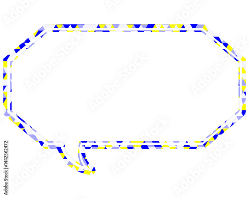 ステンドグラス風吹き出し　三角形模様　細長い八角形