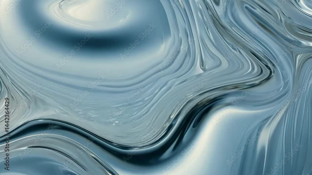 Abstract Silver Metallic Fluid Surface Flowing Smoothly Loop Animation Abstract Silver Metallic Fluid Surface Flowing Smoothly Loop Animation