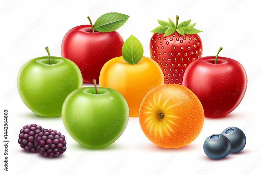 Assorted fresh fruits isolated on a white background. Assorted fresh fruits isolated on a white background.