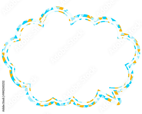 ステンドグラス風吹き出し　三角形模様　丸みのある雲形