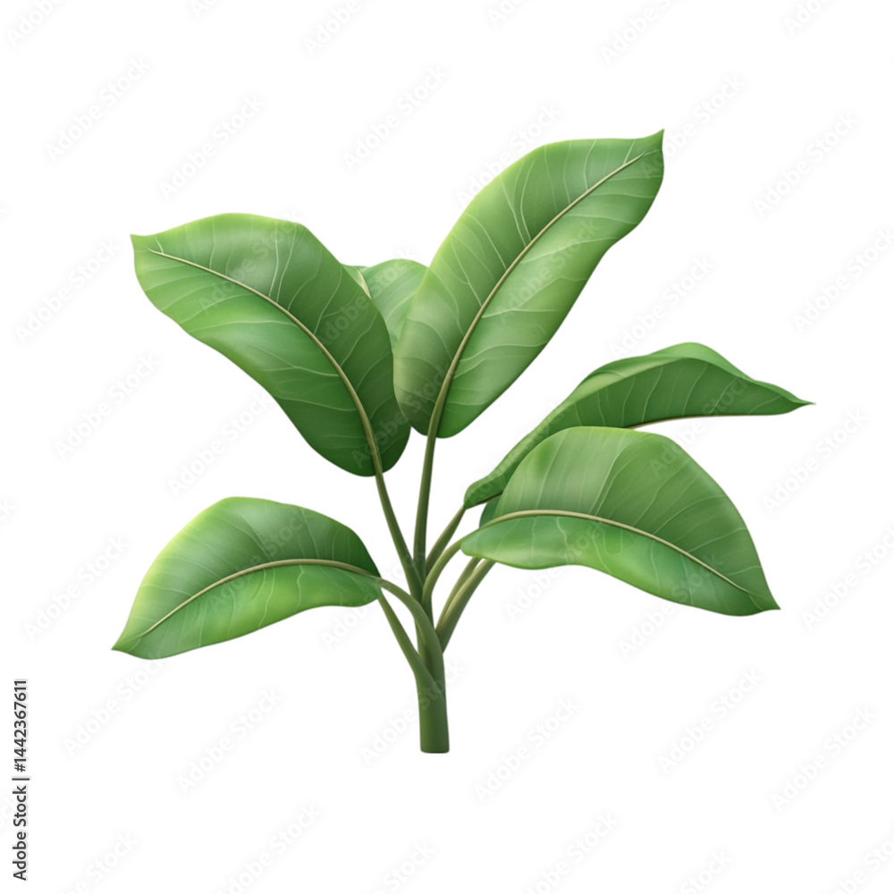 Fototapeta premium Lush green plant with large leaves isolated on white background a vibrant image of nature