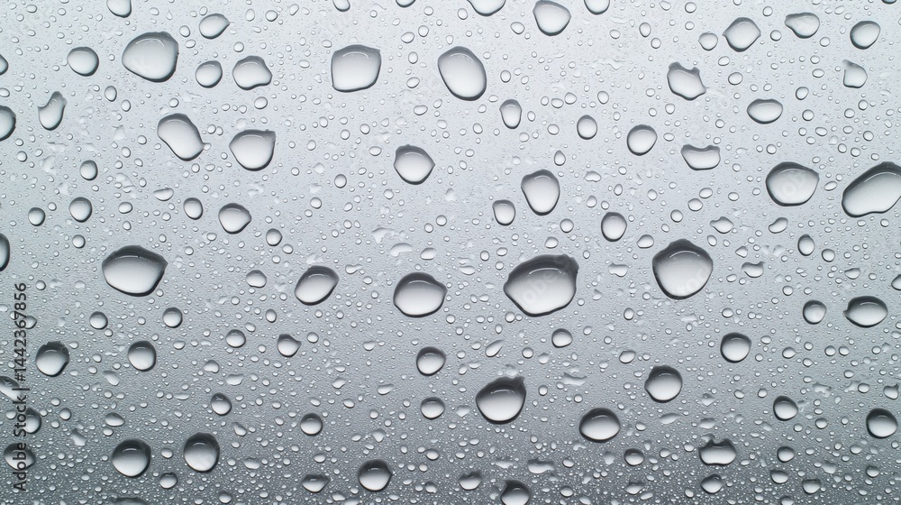 A close-up view of a window covered in raindrops. A close-up view of a window covered in raindrops.